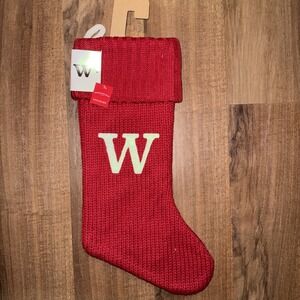 New Wondershop Initial Monogram Knit 19" Christmas‎ Stocking Red Letter W